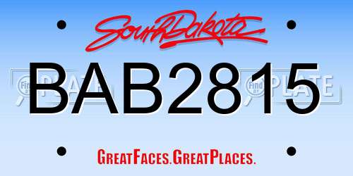 BAB2815 South Dakota License Plate
