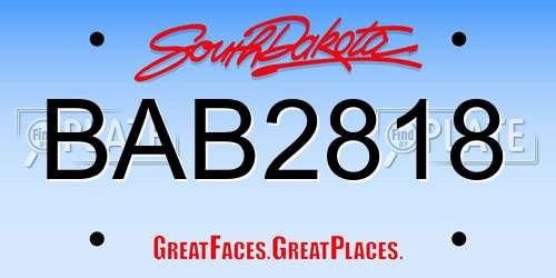 BAB2818 South Dakota License Plate