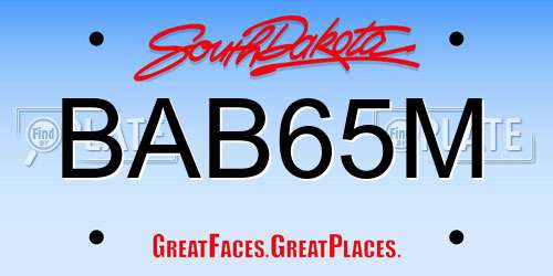 BAB65M South Dakota License Plate