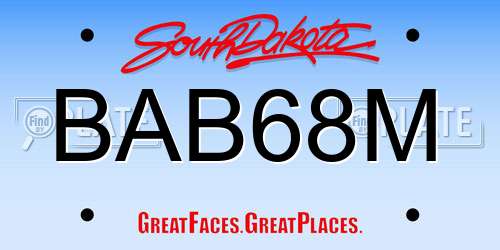 BAB68M South Dakota License Plate