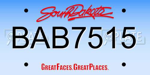 BAB7515 South Dakota License Plate