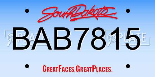 BAB7815 South Dakota License Plate