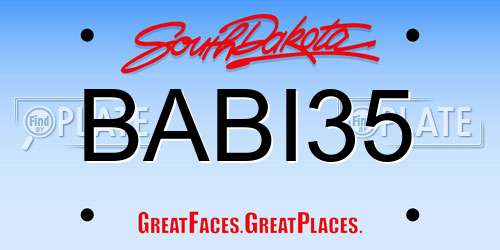 BABI35 South Dakota License Plate