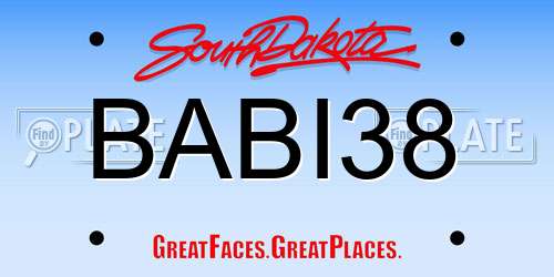 BABI38 South Dakota License Plate