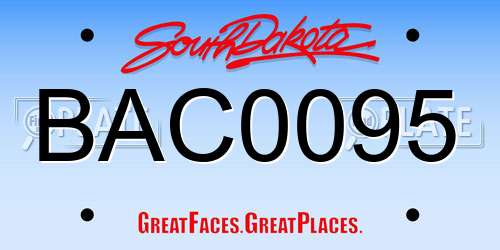BAC0095 South Dakota License Plate