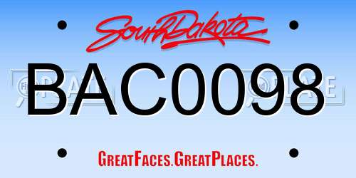BAC0098 South Dakota License Plate