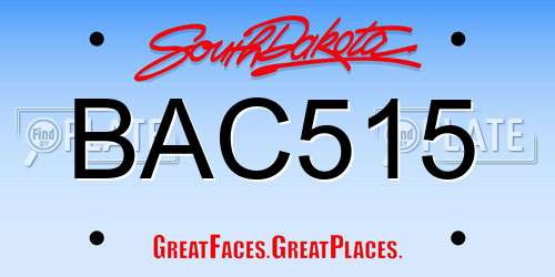 BAC515 South Dakota License Plate