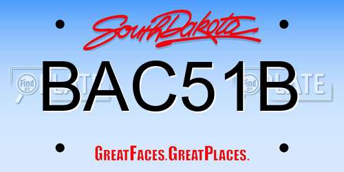 BAC51B South Dakota License Plate