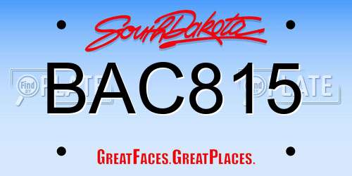 BAC815 South Dakota License Plate