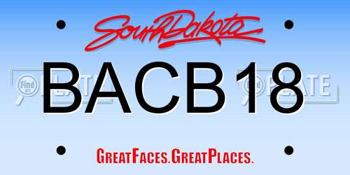 BACB18 South Dakota License Plate