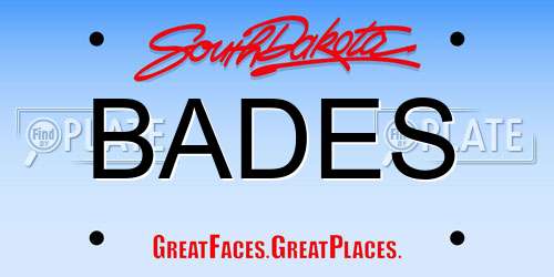 BADES South Dakota License Plate