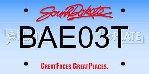 BAE03T South Dakota License Plate