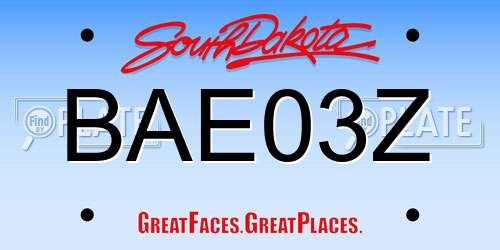 BAE03Z South Dakota License Plate