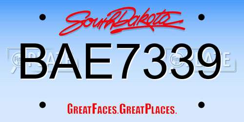 BAE7339 South Dakota License Plate