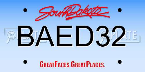BAED32 South Dakota License Plate