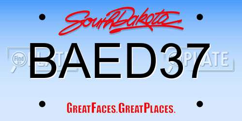 BAED37 South Dakota License Plate