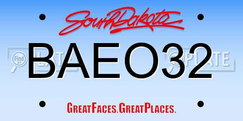 BAEO32 South Dakota License Plate