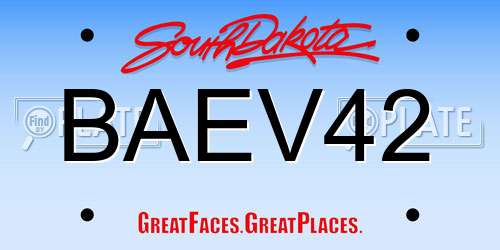 BAEV42 South Dakota License Plate