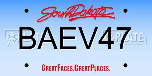 BAEV47 South Dakota License Plate