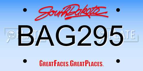 BAG295 South Dakota License Plate