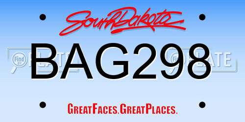 BAG298 South Dakota License Plate
