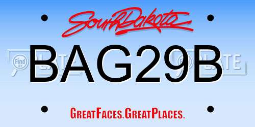 BAG29B South Dakota License Plate