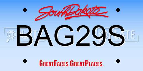 BAG29S South Dakota License Plate
