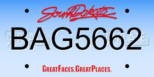 BAG5662 South Dakota License Plate