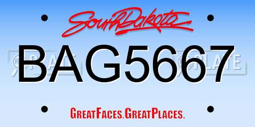 BAG5667 South Dakota License Plate