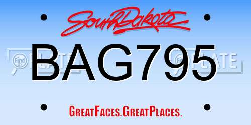 BAG795 South Dakota License Plate