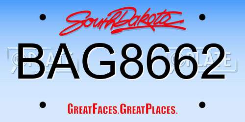 BAG8662 South Dakota License Plate