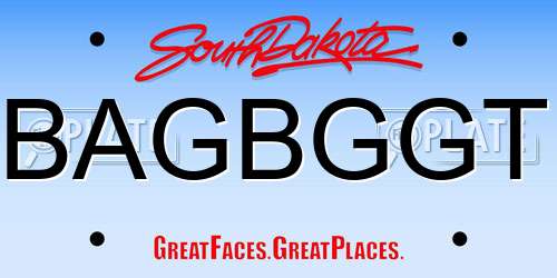 BAGBGGT South Dakota License Plate