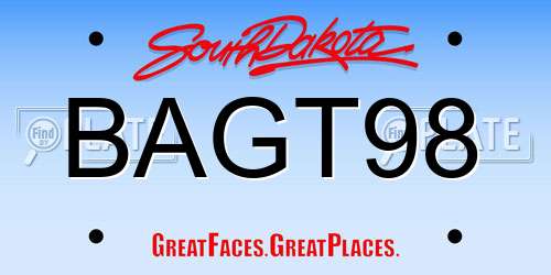 BAGT98 South Dakota License Plate