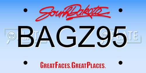 BAGZ95 South Dakota License Plate