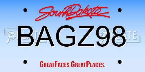 BAGZ98 South Dakota License Plate