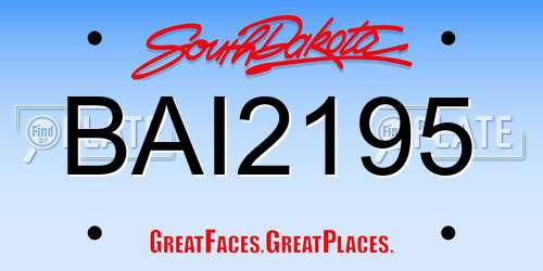 BAI2195 South Dakota License Plate