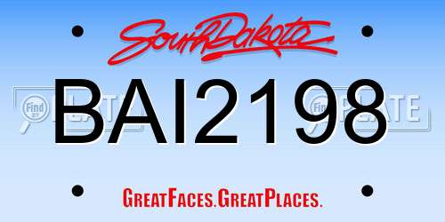 BAI2198 South Dakota License Plate