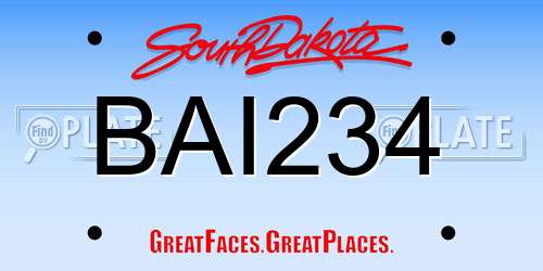 BAI234 South Dakota License Plate