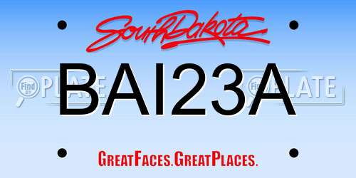 BAI23A South Dakota License Plate