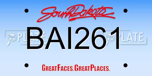 BAI261 South Dakota License Plate