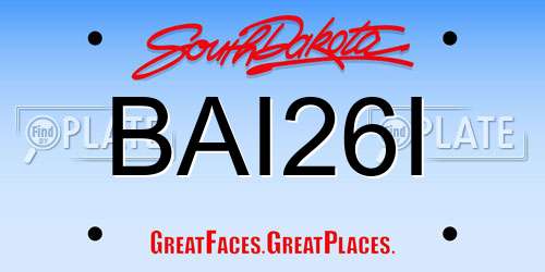 BAI26I South Dakota License Plate