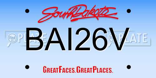 BAI26V South Dakota License Plate