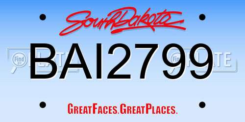 BAI2799 South Dakota License Plate