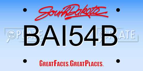 BAI54B South Dakota License Plate