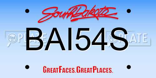BAI54S South Dakota License Plate