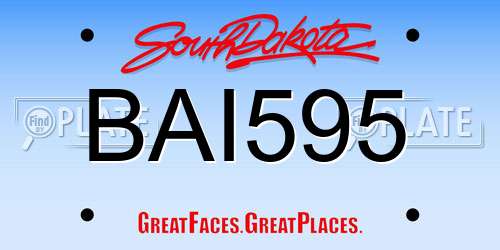 BAI595 South Dakota License Plate