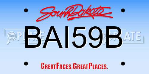 BAI59B South Dakota License Plate