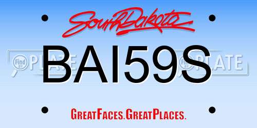 BAI59S South Dakota License Plate