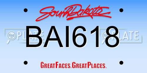BAI618 South Dakota License Plate