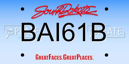 BAI61B South Dakota License Plate